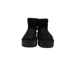 UGG Classic Ultra Mini Platform Black Suede Kids Boots 1143700K Size 13