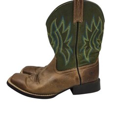 Ariat Pace Setter Leather Western Boots Baked Cookie Green Kid’s Size 5.5