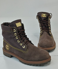 Timberland Premium Roll-Top Nubuck and Man-Made Upper Waterproof Dark Brown Sz 6