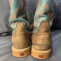 Twisted X Boots 3.5 M Square Toe Western Brown Turquoise Orange Distressed