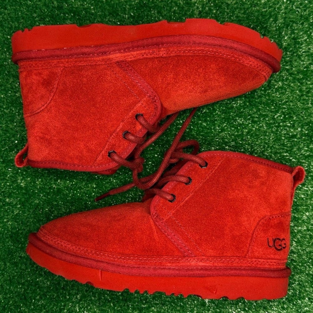 🔥 UGG Neumel II Boot Big Kid 2 Red Suede Cozy Fast Ship 🔥