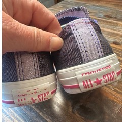 Converse All Star Double Tongue Black Pink Glitter Sneakers 654227F Juniors Sz 3