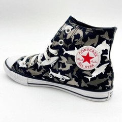 Converse CTAS Hi Shark Bite Black Red Junior Kids Casual Shoes 666888F Size 11.5