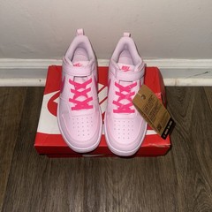 “Nike Court Borough Low Sneaker US 2Y Pink/Hot Pink Hook and Loop straps