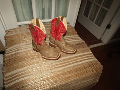 Reyme Square Toe Cowboy Western Boots Brown Red Leather Kids sz 12 Mex 19