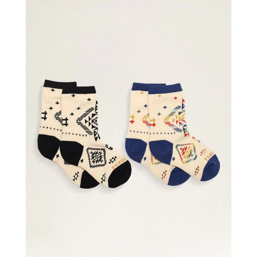 Pendleton 2 Pair Kid’s Cotton Crew Socks – Wild Blooms -M (Shoe size 10-13) -New
