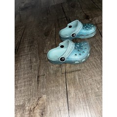 Crocs Kids Classic Glitter Clog Light Blue Sparkle Shoes Size C6