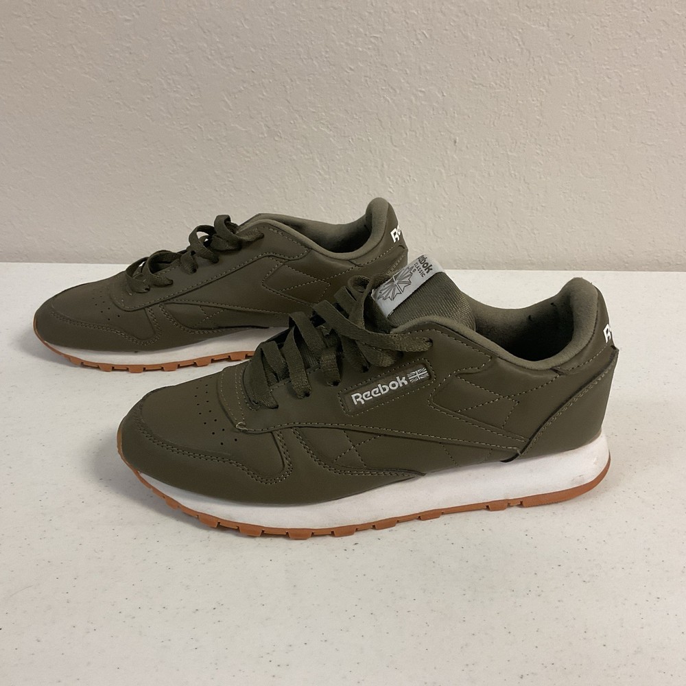 Reebok Classic Leather Junior Army Green Running Sneakers Size 6.5, Local Estate