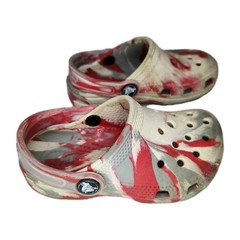 CROCS Classic Marbled Clogs Red White Gray Kids Shoes C9