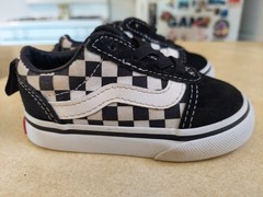 Vans Toddler Ward Checkered Slip On Canvas Skate Shoes Sz 4 Elastic Lace w/ Box