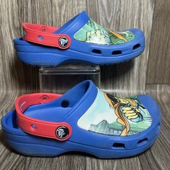 Crocs Superman Blue Red Rubber Clogs Slip On Shoes Little Kids Size 1