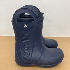 CROCS Handle It Rain Boots Child KIds Sz J3 Navy Blue Rubber Pull On Waterproof