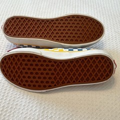 Youth Vans Doheny Checkerboard Red Blue Yellow Canvas Lace Sneakers NEW size 4.5