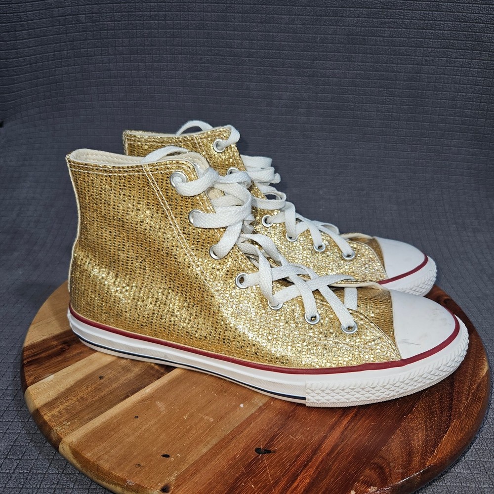 Converse Chuck Taylor All Star High Top Sneakers Unisex Kids Gold Glitter US 5.5