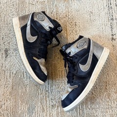 Nike Air Jordan 1 High OG Satin Shadow Shoes Youth 2Y Black Silver FD5304-010