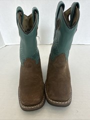 Masterson Boot Co. Brown/turquoise Leather Cowboy Boots kids Size 9 Boot