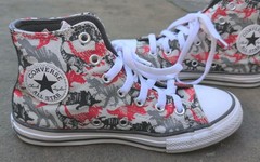 Converse Chuck Taylor High Top Sneaker Jr Youth 2 Dinosaur Gray Orange 671598F