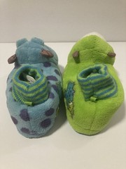 Disney Pixar Monster Inc. Pull On Slippers Kids Size 9-10 Blue/Green