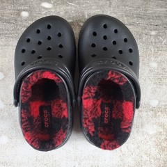 Crocs Classic Lined Buff Check Kids Clogs Sz 9 C9 Rubber Slingback Round Toe