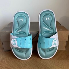 Under Armour Ultra Comfort Footbed Blue/White Kids Slides – SZ 2 Y