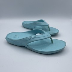Crocs Kids Flip Flops Turquoise Size J3 Comfort Summer Thongs Beach Sandals