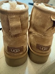 UGG Classic Ultra Mini Platform Kids Suede Faux Fur Lined Ankle Boot Brown 3