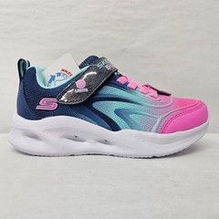 Skechers S-Lights Sola Glow Color Breeze Shoes Light-Up 303713L Navy Multi Sz 13