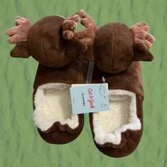 Cat & Jack Moose Slippers Brown Plush for Toddler NEW With Tag Size L ( 9/10)