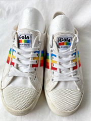Gola Classics Coaster Rainbow White Canvas Sneakers Vegan Boho Size 5