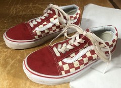 VANS Red white Suede Checkerboard Old Skool OTW Sneaker Kids Boy Girl M 4 W 5.5