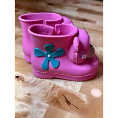 Mini Melissa Jeremy Scott Rain Boots Kids 6/7 Pink Excellent Bear Collaboration
