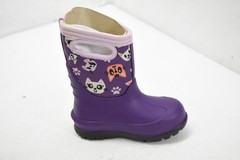 Bogs Boots Kids Size 8 Purple Neo-Classic Kitty Cat Print Insulated Snow