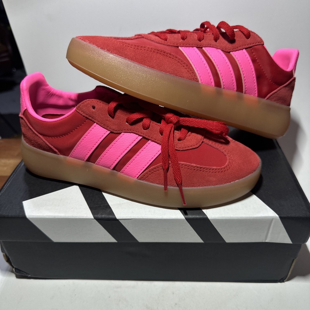adidas Barreda Decode J Red/Pink Suede Low Top Sneakers Kids US 5.5 JR0759