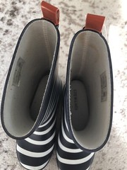 Jcrew Crewcuts Kids’ Rain Boots In Stripe Navy White Size 13