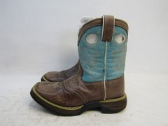Durango Youth Size 13 M Brown Teal Leather Buckaroo Cowboy Western Boots