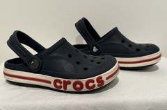 Crocs Classic Clogs w/Heel Strap – Navy, Red & White w/Logo – Toddler Size 10