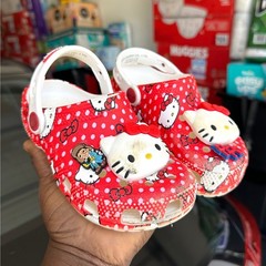 Crocs Hello Kitty 50th Anniversary Red Classic Polka Dot Clogs Toddler Size 11