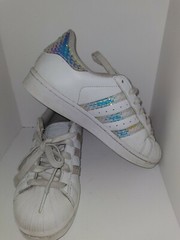Adiddas Youth White Holographic Superstar Size 4