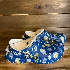 New Little Kids Crocs Classic Lined Blue Hanukkah Clogs Shoes Sandals Size 12 C