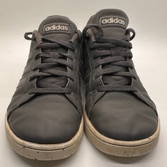Adidas Grand Court Gray Silver Stripe Low Top Sneakers Youth Size 2