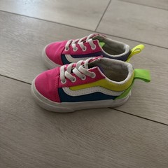 Vans Old Skool Toddler Multi Color Canvas Sneakers Neon Pink Green Blue Size 5 T