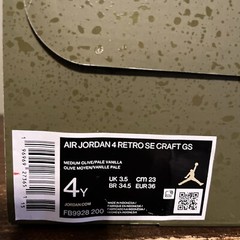 Nike Air Jordan 4 Retro SE Craft Medium Olive Sneakers FB9928-200 Size 4Y