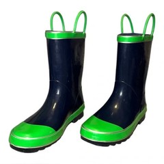 Northside Unisex Child Classic Rain Boots Navy Blue & Green Pull On 2M EUC