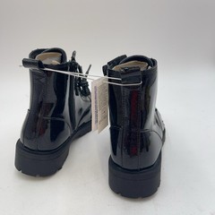 Old Navy Combat Boots Kids Size 3Y Black Patent Lace Up Zip Ankle Glitter