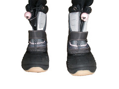 BUSTER BROWN CHILL CHASERS GRAY BLCK PINK RAIN SNOW DUCK STYLE BOOTS / LINERS 10