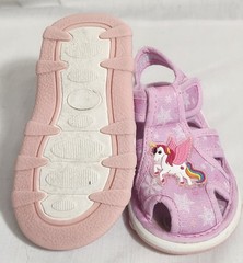 Selfanie Pink Unicorn Hook & Loop Sandals Stars Pattern Kids US 4 Fabric