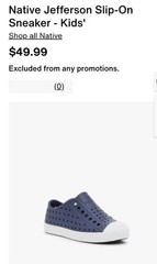 Native Jefferson Regatta Blue Waterproof Sneaker Shoes Toddler Size C8