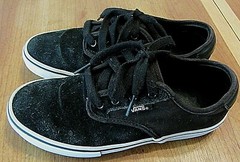VANS Pro black suede leather/canvas skate shoes youth sz 4