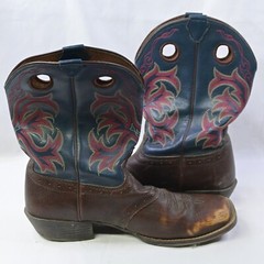 Justin Kids Stampede Double Stitched Rawhide Cowboy Boots2520JR Size 6D