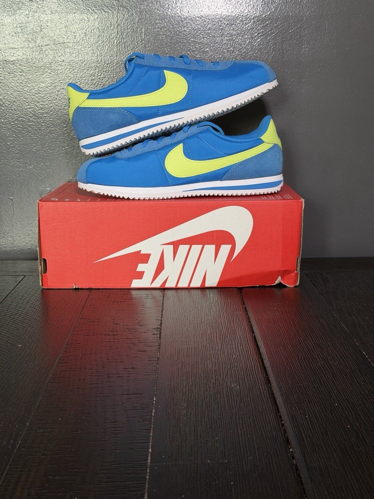 New Nike Cortez BG Photo Blue Light Lemon Twist Youth 7/ Women’s 8.5 IB7748-406